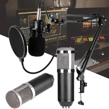 

3.5MM BM800 Dynamic Condenser Wired Microphone Mic Sound Studio For Singing Recording Kit KTV Karaoke With Shock Mount