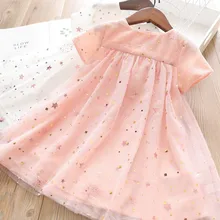 Детское Тюлевое платье-пачка со звездами и блестками; сезон весна-лето; Новинка; праздничное платье ярких, розовых, белых цветов; Милая модная одежда для девочек; Ins