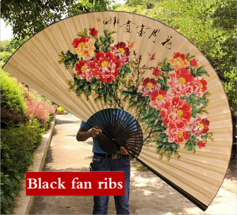 Chinese Large Wall Mount Fans Hand Painting Decorative Folding Fan