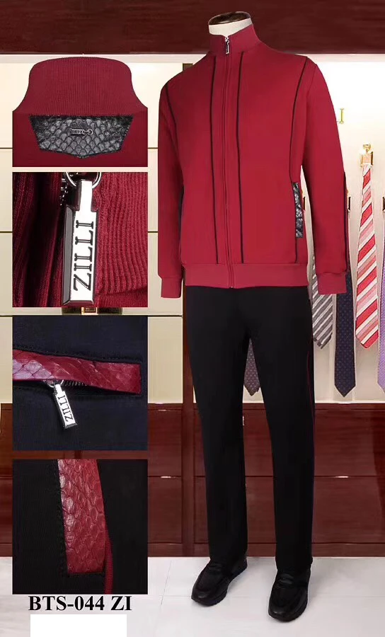 Набор спортивной одежды BILLIONAIRE из воловьей кожи для мужчин Новая мода на молнии хлопок вышивка с капюшоном удобные большие размеры M-4XL - Color: Red