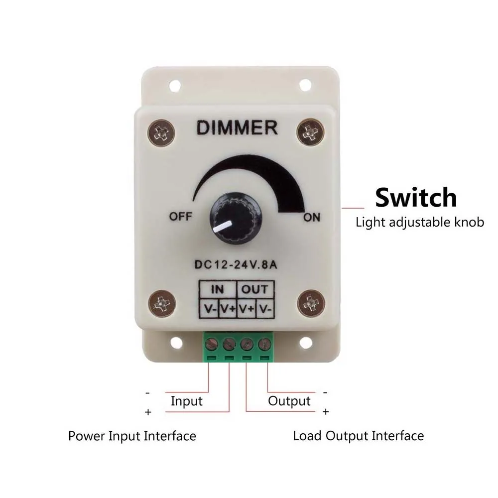 Светодиодный контроллер затемнения PWM для ленточной ленты 12-24 вольт(12 в-24 в) 8 Ампер