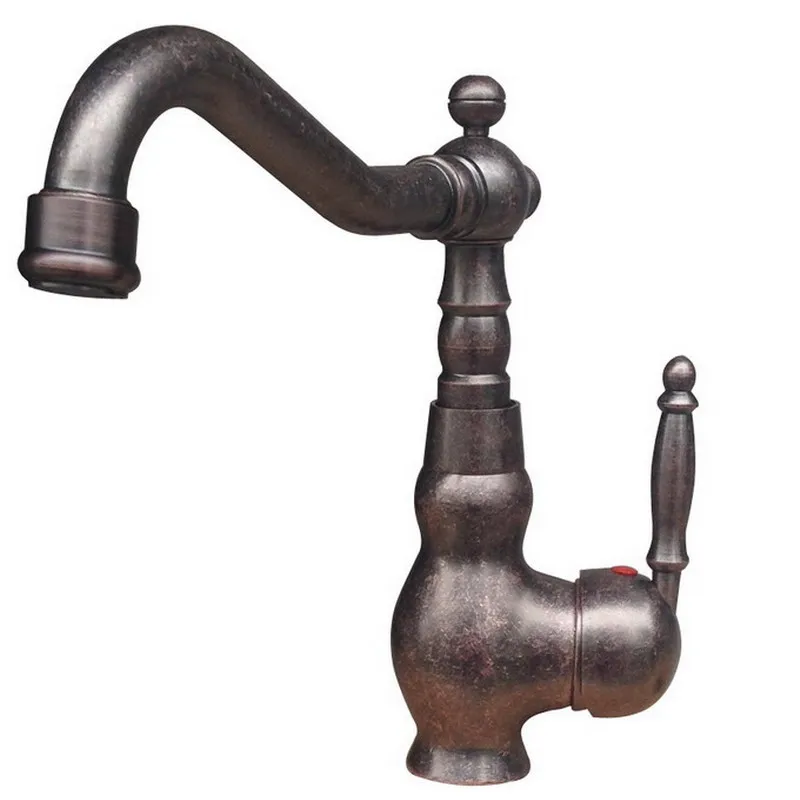 

Vintage Retro Antique Copper Single Handle Swivel Spout Kitchen Sink Bathroom Basin Faucet Cold & Hot Mixer Tap ann021