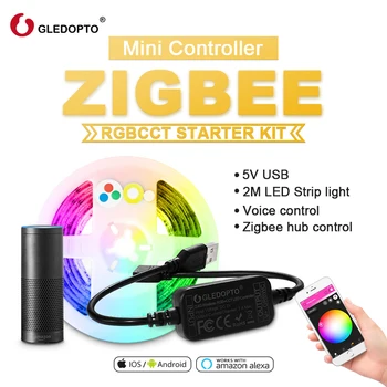 

USB LED Strip Light TV Background Lighting Kit LED RGB+CCT zigbee Smart APP Amazon Alexa echo plus Desktop Background Lamp 5V