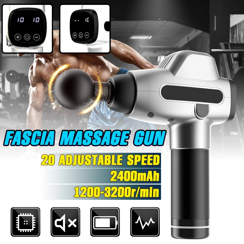 Пистолет массажный Fasica 20 скоростей 2400 об/мин 4 головки|Fascia чехол пистолет| |