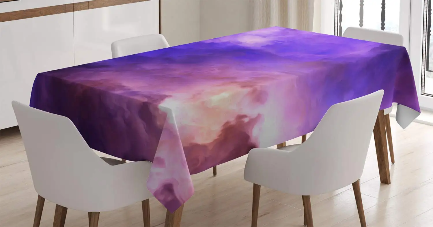 

Purple Tablecloth Surreal Storm Clouds in Divine Color Sky Mystical Atmospheric Cosmos Universe Table Cover Room Kitchen Decor