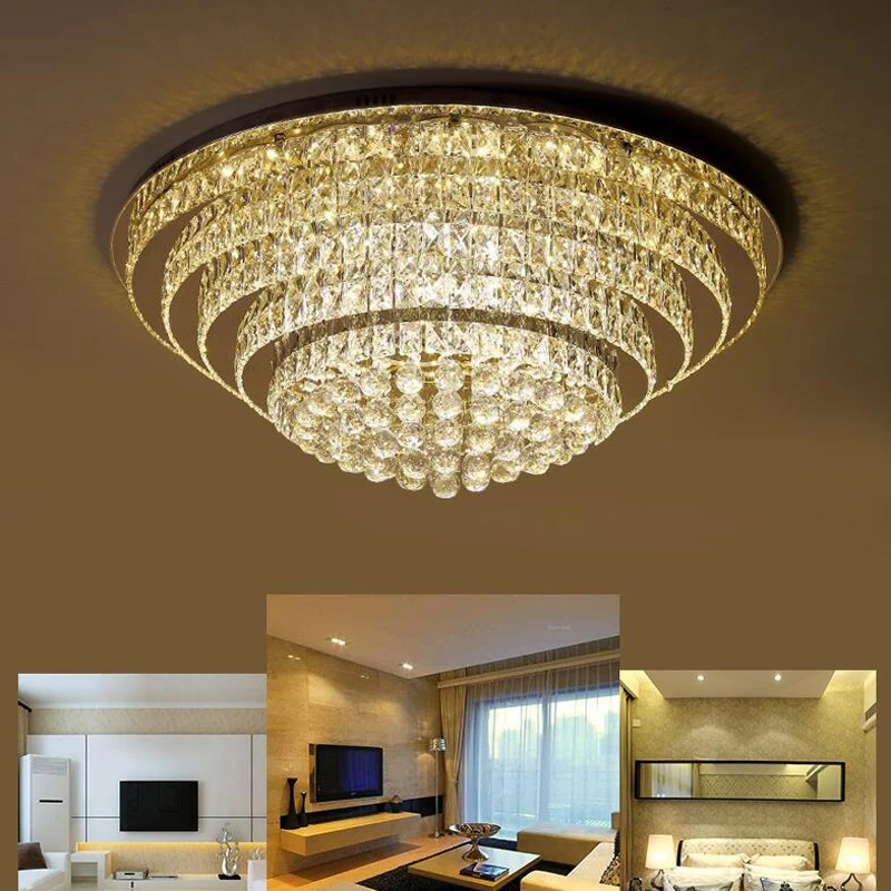 K9 светодиодный хрустальный потолочный светильник с пультом дистанционного управления для гостиной, современный светильник для отеля AC110V~ 240V