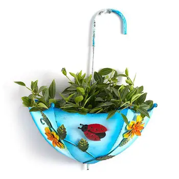 

1pc Flower Pot Durable Hanging Wall Mounted Iron Umbrella Shape Plant Pot Flower Pot Flower Holder for Home Garden