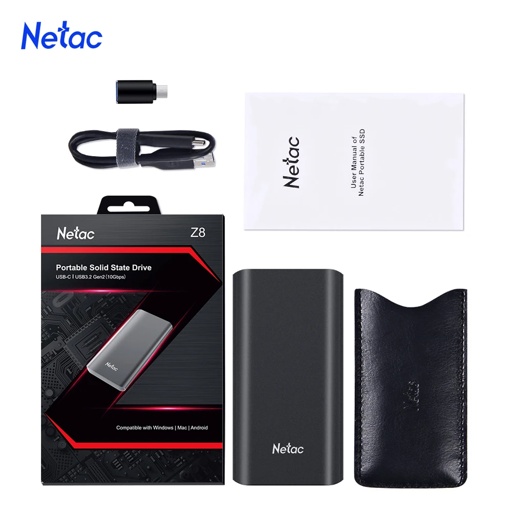 Netac внешний накопитель с объемом оперативной памяти 1 ТБ Портативный SSD 500 Гб 250