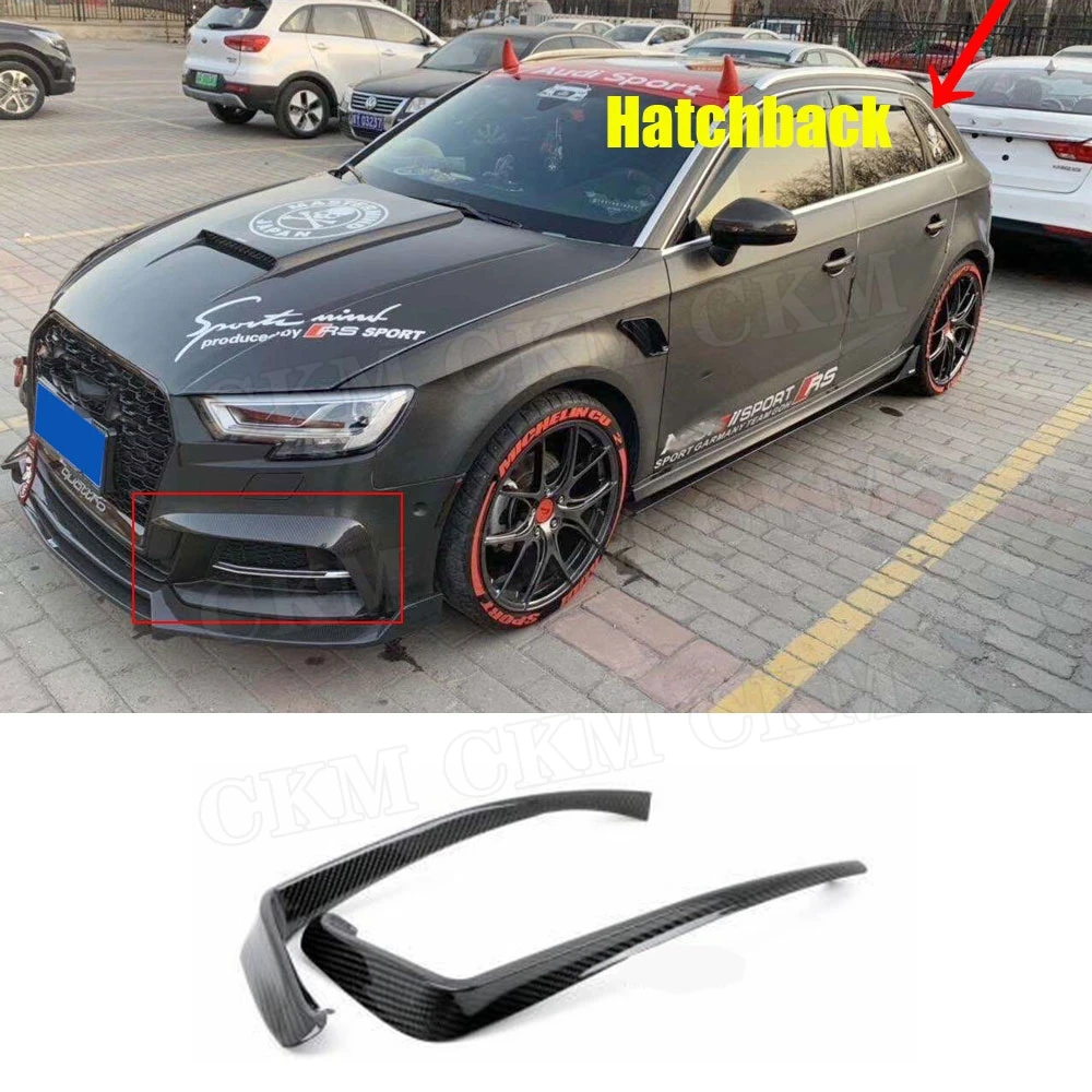 Передняя противотуманная фара из углеродного волокна Рама с ресничками для Audi A3 S3 седан хэтчбек 2013- RS3 стиль Foglamp брови планки крышка - Цвет: For Hatchback 17-19