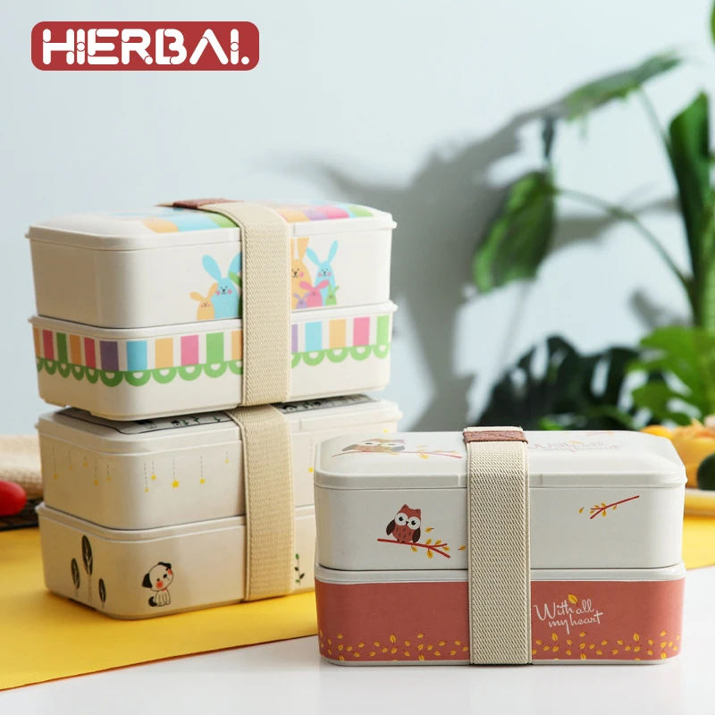 

Bento box bamboo fiber Eco-friendly Portable sealed Thermal Insulation Food container Natural antibacterial Lunch box set