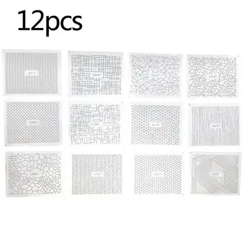 

12pcs Laser Hollow Nail Stickers Geometry Water Transfer DIY Manicure Nail Art Decal Nail Decoration Stickers