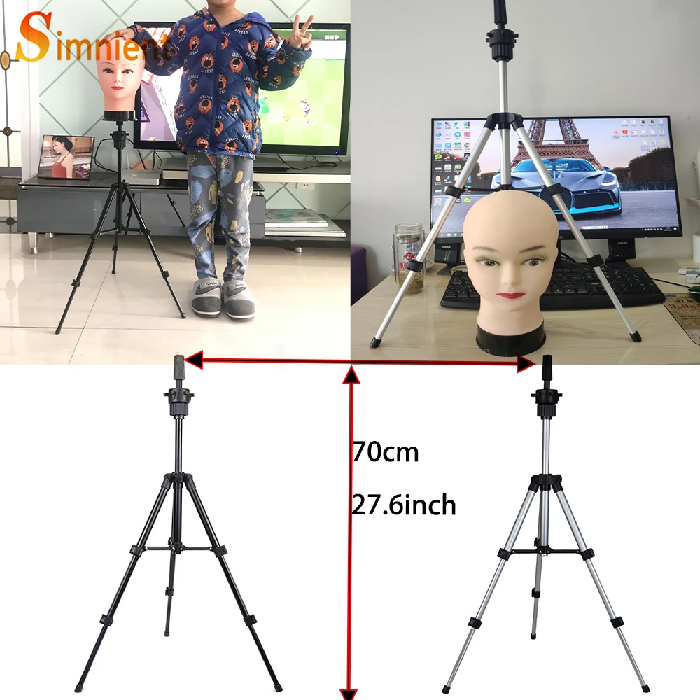 Nunify Wig Head Stand Manikin Head Holder For Hairdressing Tripod For Wigs  Head Adjustable Stronger Black