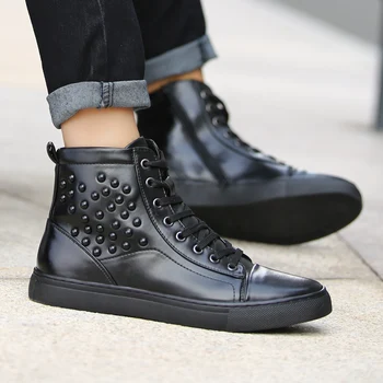 

Fashion Brand Design Outdoor High-Top Leisure Shoes Big size leather shoes men 2019 New Men Casual Shoes Mens Working Shoes