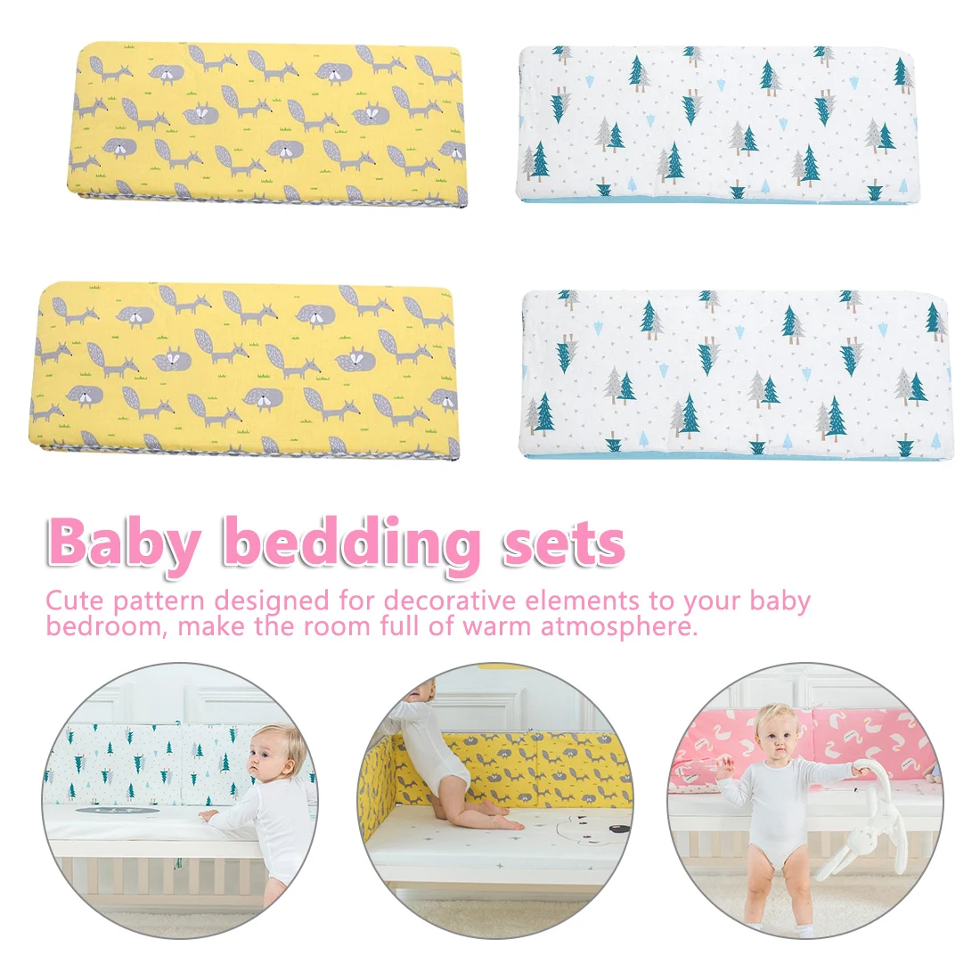 

baby nursery Nordic Stars Design Baby Bed Thicken Bumper One-piece Crib Around Cushion Cot Protector Pillows Newborns Room Decor