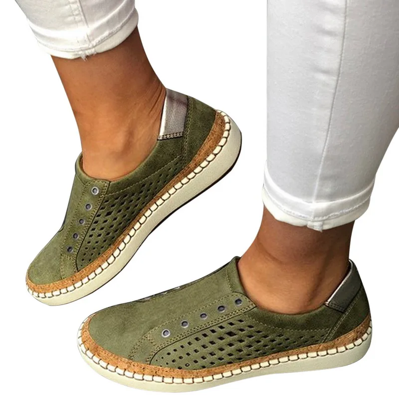 Puimentiua/; женская повседневная обувь на плоской подошве; Лоферы без шнуровки; балетки на плоской подошве; удобная женская обувь; zapatos mujer; кроссовки - Цвет: green1
