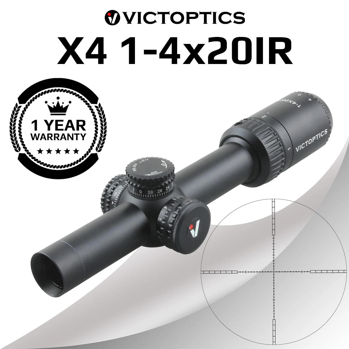 Victoptics X4 1-4X20 IR 1/2 MOA 5 level Illumination Red&Green Rifle Scope Sight For Hunting Tactical Shooting Airgun AR15 .223