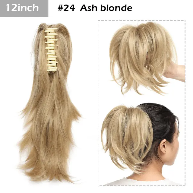 S-noilite Syntheitc Big Grab Ponytail Hair Extension Claw Clip In Ponytail Extension Hair Fake Hairpiece For Women Daily Party 12-1325