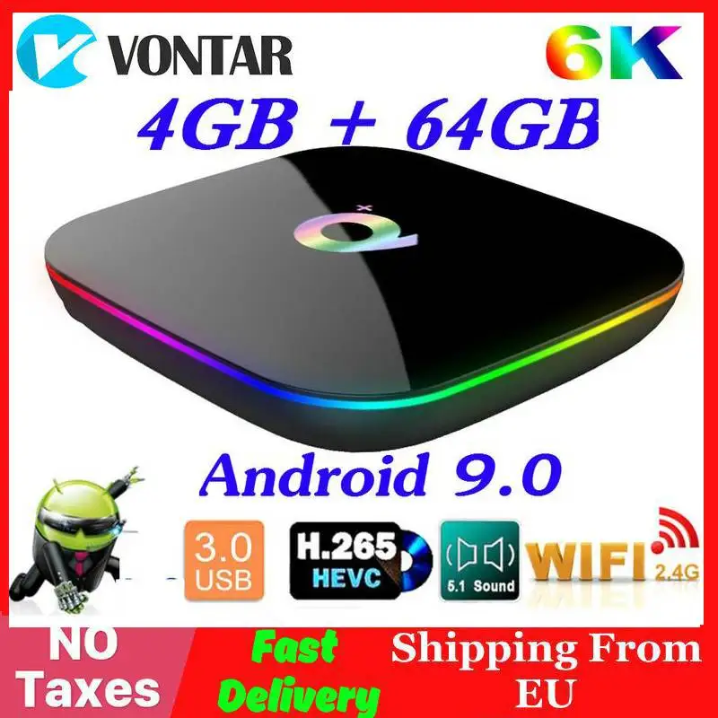 Kaufen 2019 6K Smart TV BOX Android 9.0 4GB RAM 64GB ROM Allwinner H6 QuadCore USB3.0 2,4G Wifi youtube Q Plus TVBox Media Player 2G16G