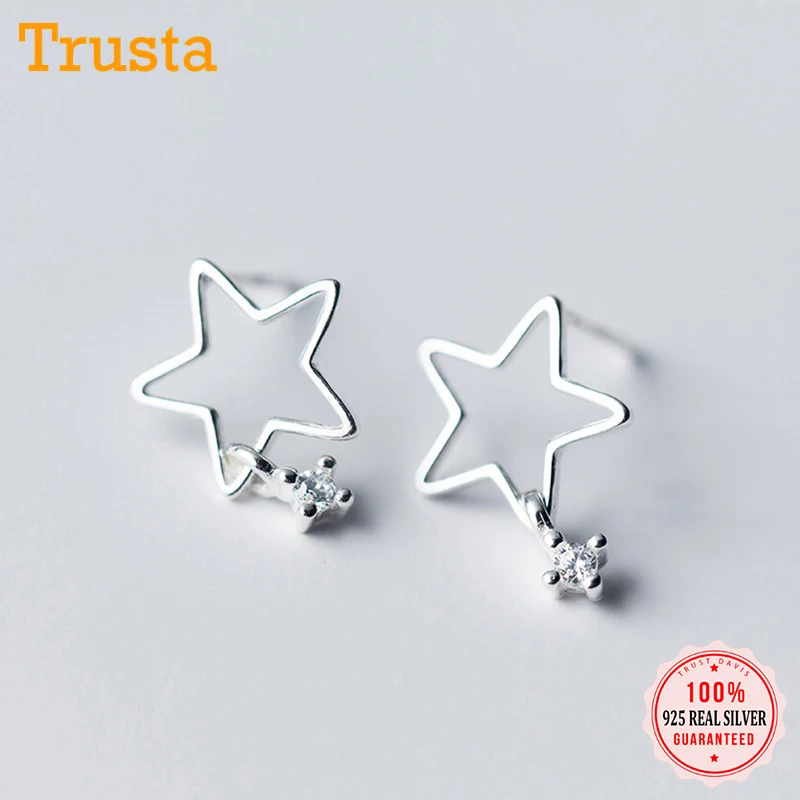 Женские серьги-гвоздики Trusta из стерлингового серебра 925 пробы модные крошечные