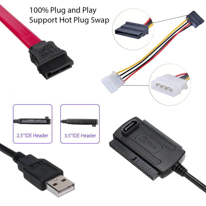 SATA/PATA/IDE to USB 2 0 адаптер конвертер кабель для жесткого диска 5 3 дюймов диск
