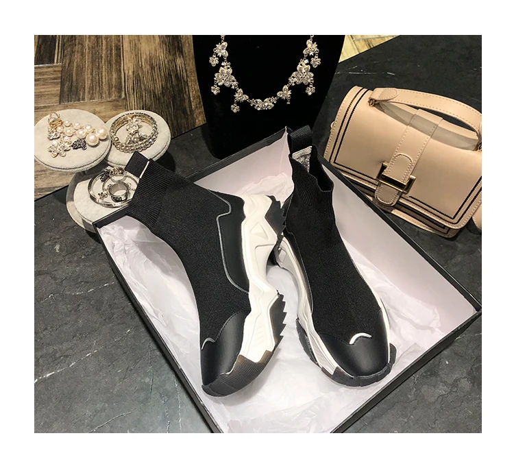 RY-RELAA; женские кроссовки; коллекция года; модные серебряные туфли из натуральной кожи; женские носки в стиле ins; Роскошная обувь на платформе; Дизайнерская обувь