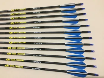 

6/12pcs Archery Pure Carbon Arrow 32" Spine 340 2.8" Plastic Vane Compound Traditional Bow Hunting and Shooting