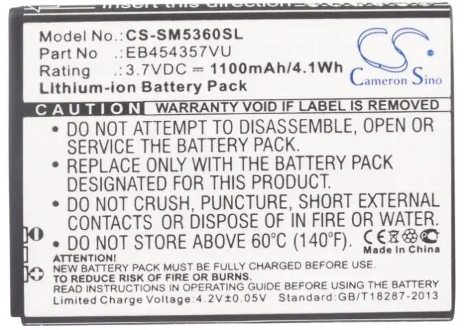 Batteria Cameron Sino 1100Mah Per Samsung Galaxy Chat M Pro 2 M Pro Ii Tasca Tascabile Neo Pocket Plus Y Y Duos Y Pro Gt-B5330