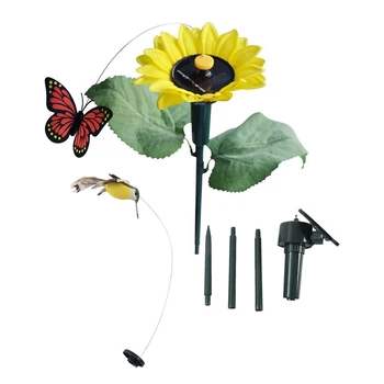 

1x Solar Powered Flying Fluttering Bird Flying Birds & 1X Dancing Solar/ Battery Sunflower with Butterfly