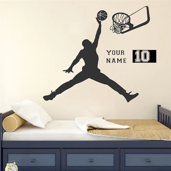 

Basketball Player Vinyl Wall Sticker Kids Room Personalised Custom Name Removeable Decal Bedroom Home Decoration