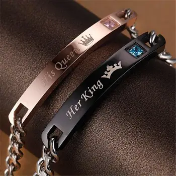 

Simple Stainless Steel Pair Bracelet Homme Name Couple Bracelet Femme Gold Handchain Fashion Jewelry Best Friends Birthday Gifts