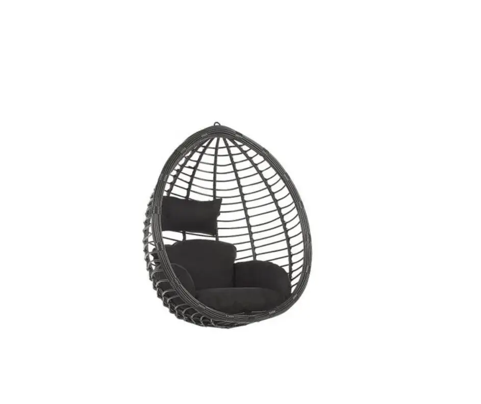 Rattan Swing Egg Indoor Outdoor Hanging Chair With Stand Cushion And Cover Black - Hammocks - AliExpress