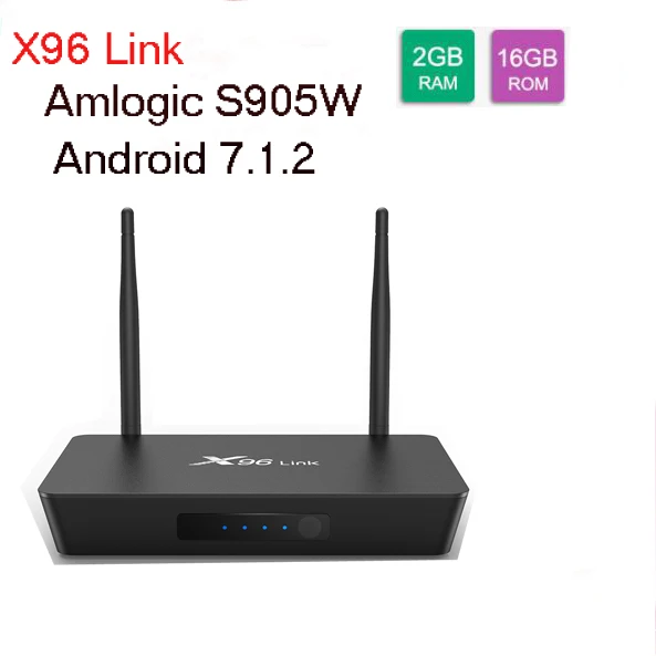 X96 Link Android 7,1 Amlogic S905W четырехъядерный смарт-приставка DDR3 2G 16G 100M LAN 4k медиаплеер 2,4G 5G бренд Wifi tv - Цвет: 2G 16G