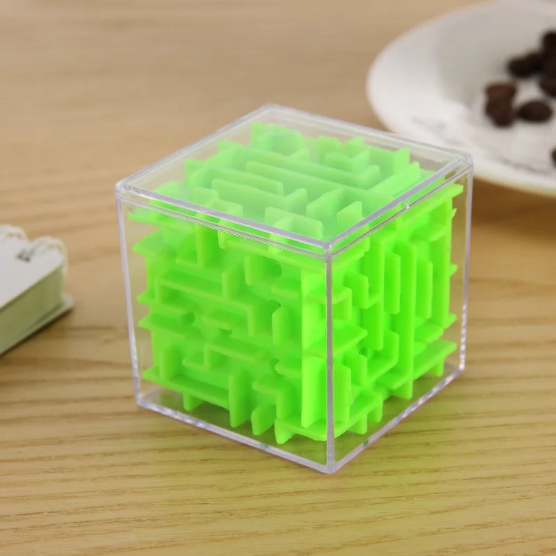 TOBEFU 3D лабиринт волшебный куб прозрачный шестигранный головоломка скоростной куб катящийся мяч игра кубики лабиринт игрушки для детей развивающие - Цвет: Зеленый