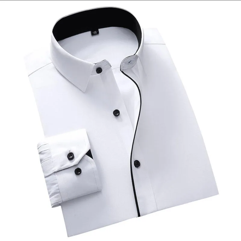 

Men's Large size Business Casual Office Business Long Sleeve Lapel Stripe 10XL 11XL 12XL 13XL 14XL White Shirt 6XL 7XL 8XL 9XL