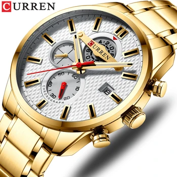 

CURREN Fashion New Mens Watches Sport Quartz Gold Watch Top Brand Luxury Men Chronograph Luminous Military Waterproof Watch