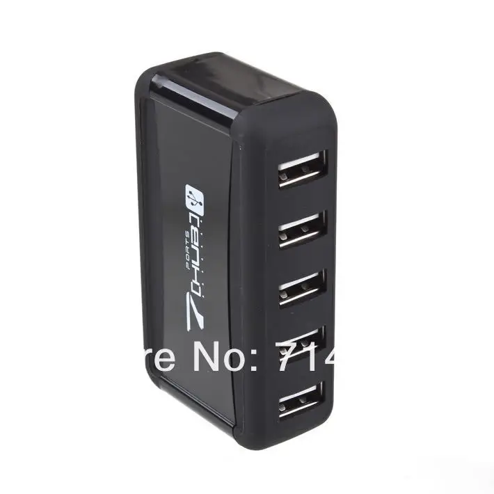 Высокоскоростной usb-концентратор 2,0 с 7 портами, 1 комплект, адаптер питания переменного тока для ноутбука, компьютера, штепсельной вилки ЕС, черный
