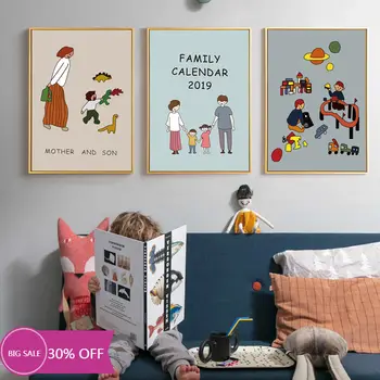 

Christmas Decoration Canvas Painting Posters Cartoon Character Sweet Family Wall Art Picture Cuadros Decorativos Home Decor