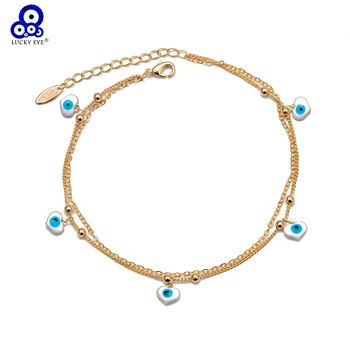 

Lucky Eye Water Drop Star Heart Charm Anklet Multi Layer Gold Color Foot Chain Evil Eye Ankle Bracelet for Women Jewelry BD78