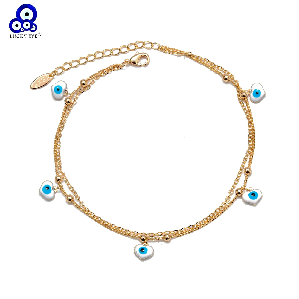 Lucky Eye Water Drop Star Heart Charm Anklet Multi Layer Gold Color Foot Chain Evil Eye Ankle Bracelet for Women Jewelry BD78 Lucky Eye Water Drop Star Heart Charm Anklet Multi Layer Gold Color Foot Chain Evil Eye Ankle Bracelet for Women Jewelry BD78