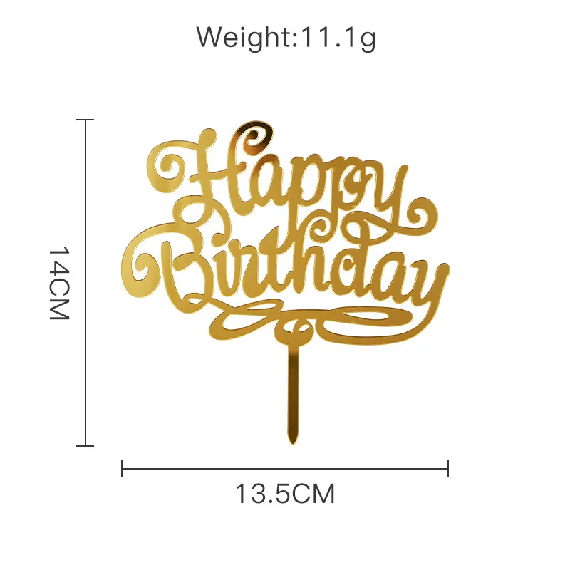 Gold Happy Birthday Cake Topper