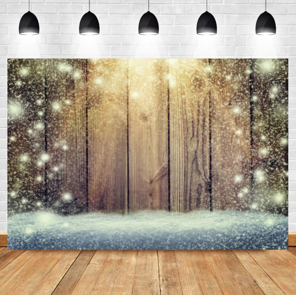 

Laeacco Vintage Wooden Board Snowflake Winter Christmas Party Photography Backdrop Photographic Photo Background For Photo Studi