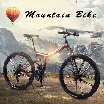 

26-inch foldable mountain bike 21/24/27 speed front and rear shock absorber mountain bike cross country bicycle student bmx