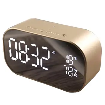 

Mini Alarm Clock 2200mah Speaker Car Subwoofer Potable Wireless Speaker Support TFCard Mirror Design Bluetooth Speaker Wireless