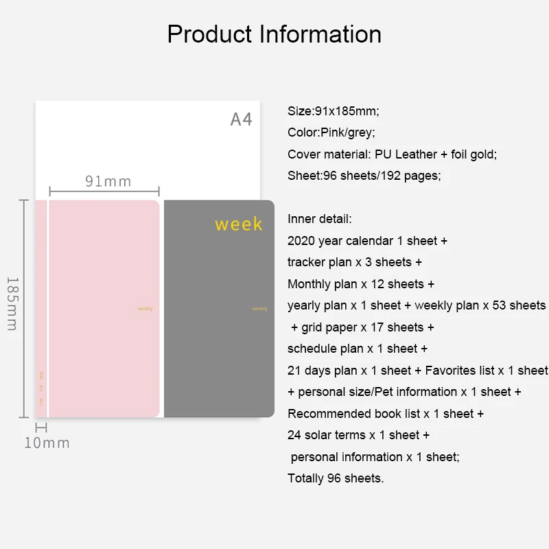 Корейский полный год, ежемесячный недельный план, Расписание, книга, планировщик, органайзер для недель, дневник, школьные и офисные принадлежности, Канцтовары