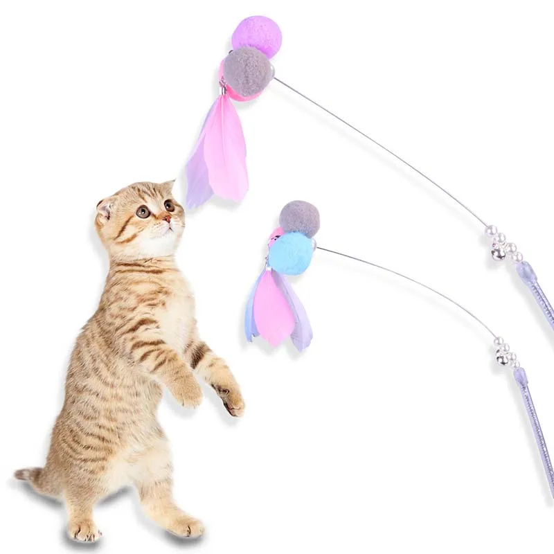 

Funny Cat Stick Feathers Bell Playing Rod Toys Pet Product Interactive Toy Pet Cat Supplies