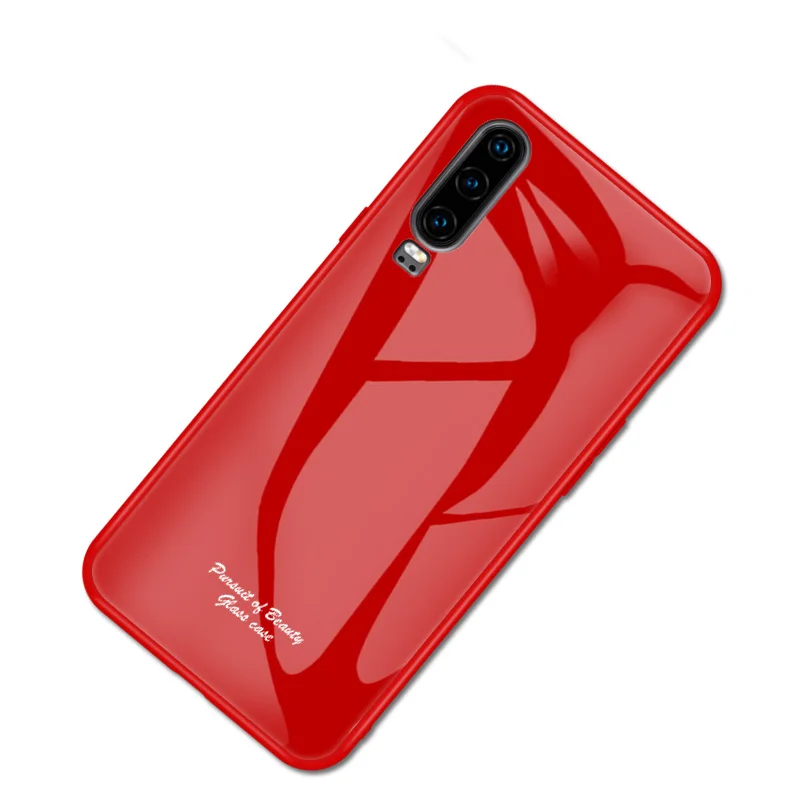 Macaron Glass Case For Huawei P30 Case ELE-AL00 ELE-L09 ELE-L29 Fashion Cute Shockproof Border Cover For Huawei P30 Phone Cover - Цвет: Красный