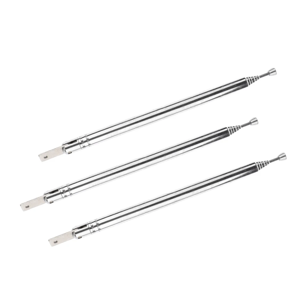 Premium Radio Stainless Steel Replacement Telescopic Antenna 7 Section (Pack of 3)