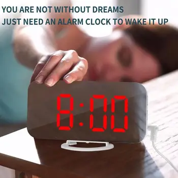 

1PC Digital LED Alarm Clock Mirror Clock Snooze Display Time Night Led Table Desk 2 USB Charge Port for iphone Androd Phone Tool