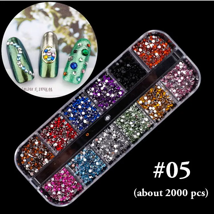 Mixed Colorful Rhinestones For Nails Crystal Stones Gems Manicure Accessories Studs 27 Models Diamonds 3D Nail Art Decorations - Цвет: 05