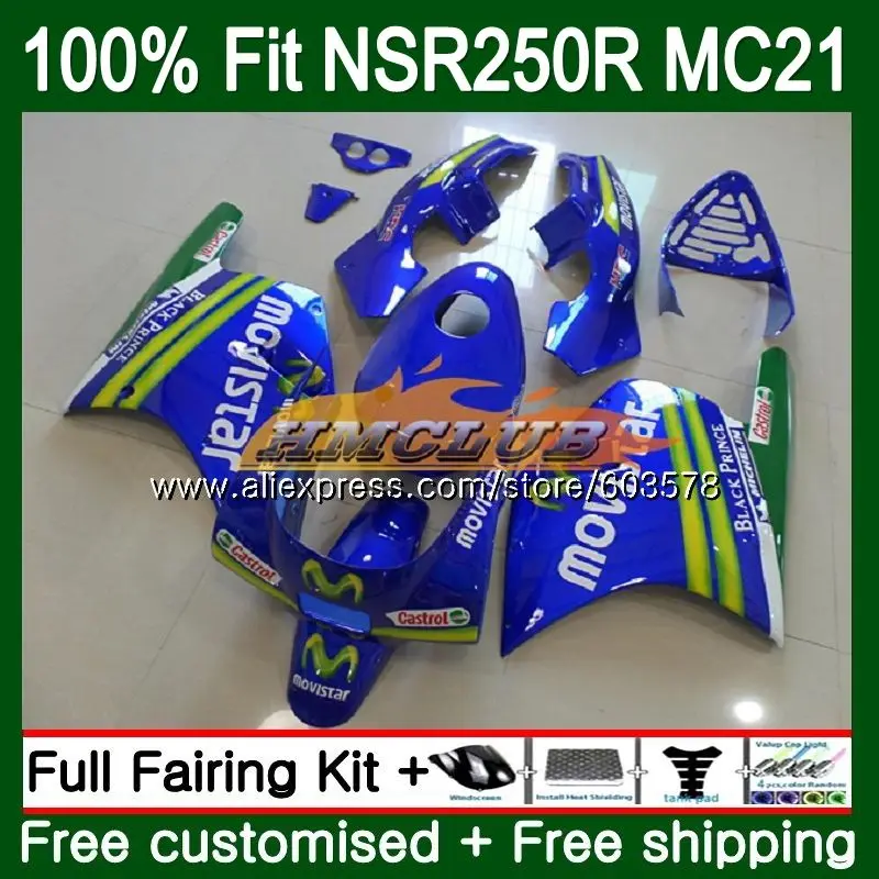 Литья под давлением для HONDA NSR250R MC21 PGM3 1990 1991 1992 1993 101CL. 0 СМП 250 R NSR250 RR СМП 250R 90 91 92 93 обтекатель Movistar Синий